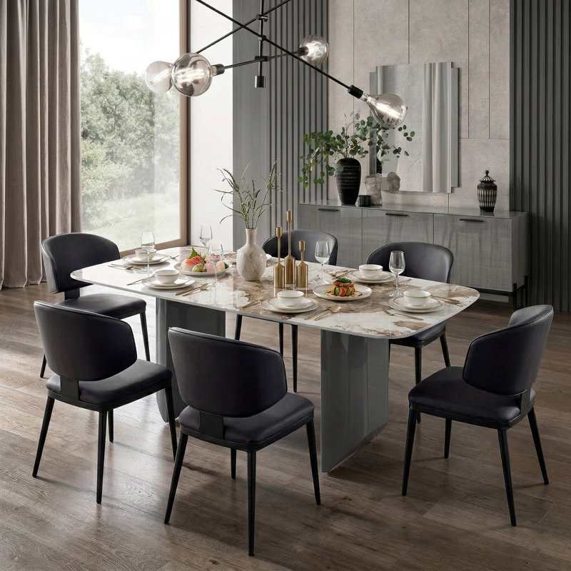 Table de salle à manger de 63 po Hugette, H 29,53 po x L 62,99 po x l 31,5 po, Gris