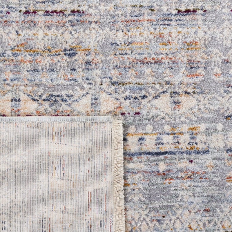 Russell 96''x26'' Silver and Blue Synthetic Area Rug