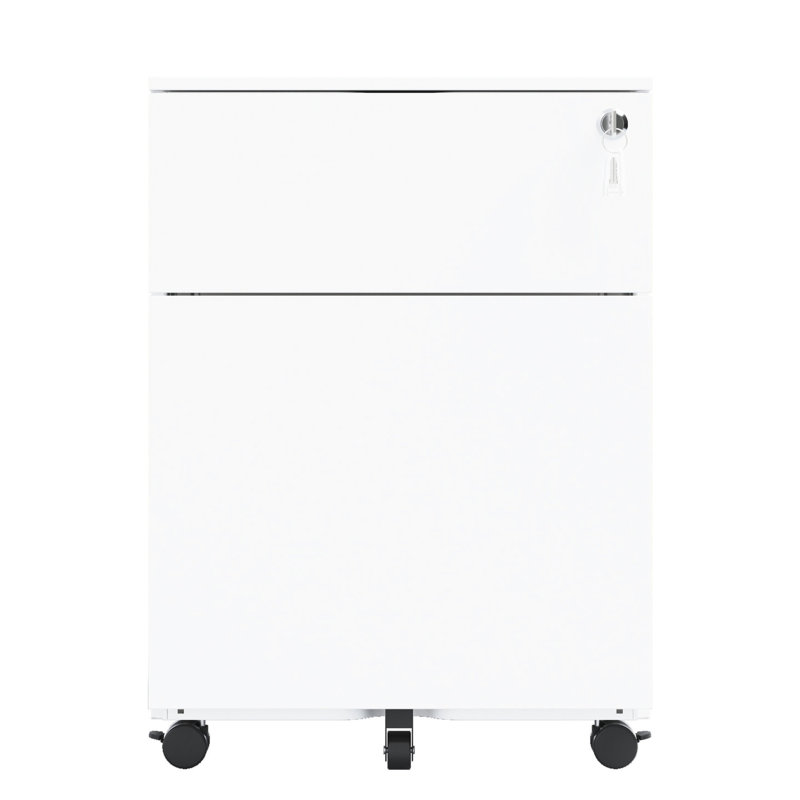 2 Drawer Mobile File Cabinet, Lockable, Steel, White, Organizes Legal/letter/a4/f4 Size Contents For Home/office Suits Storage Requirements In Office