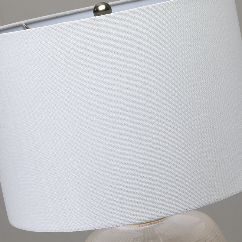 23in. 3-way White Ceramic Table Lamp With Drum Shade, Ivory White