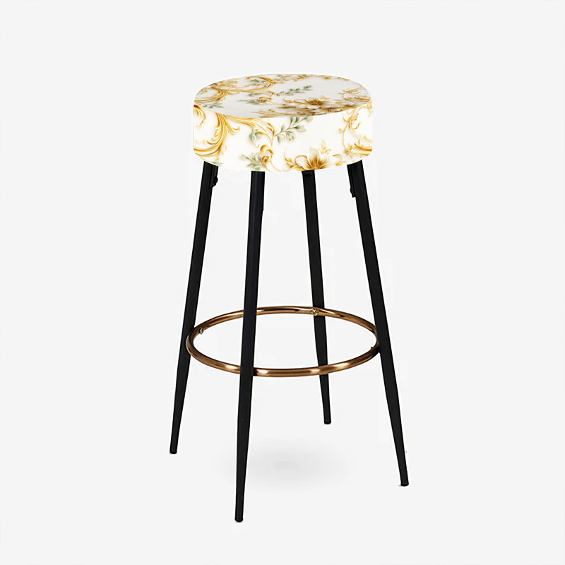 Ensemble de 2 tabourets de bar damassés rétro à motif victorien III