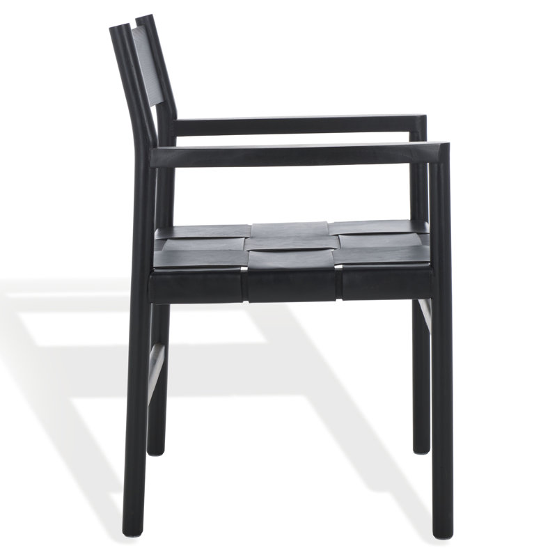 Devnie Leather Upholstered Arm Chair, Black, Black