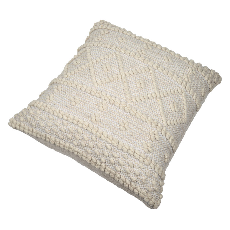 LOOMINAIRE Handmade Throw Pillow "Masada" Wool, Cotton Natural Fiber Easy Maintenance For Living Room Bed Room Family Room