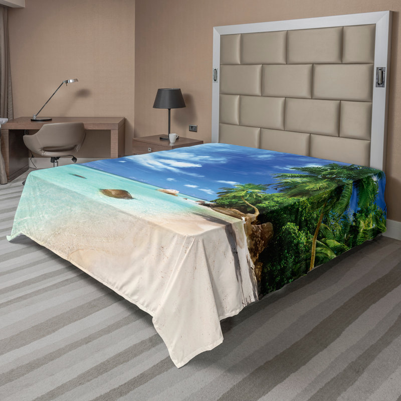 Drap de dessus de plage Ambesonne, paysage marin, nature, jungle, menthe, vert, vert, bleu, Très grand