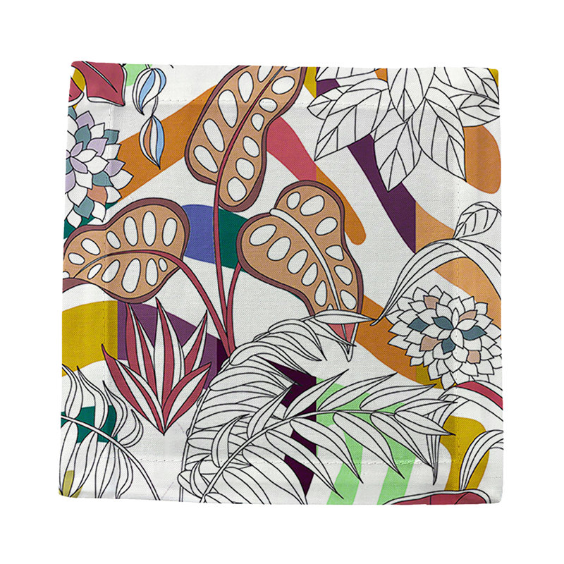Sabi Jungle Hemstitch Cocktail 6" Linen/Cotton Napkin, Cherry