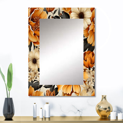 Motif de fleurs d'automne Zabien - miroir floral, miroir mural unique, impression sur métal