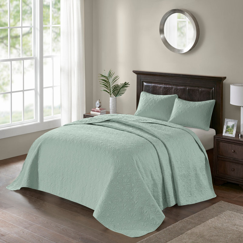 Ensemble de courtepointe réversible polyvalente, Écume de mer, écume de mer, Courtepointe simple et 1 taie décorative