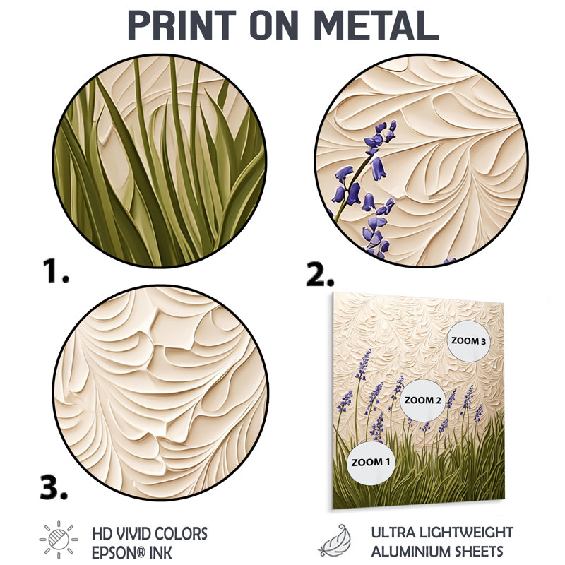 Bluebell Forest I - décoration murale en métal lis, impression moderne sur métal, H 20 po x l 12 po x P 0,84 po
