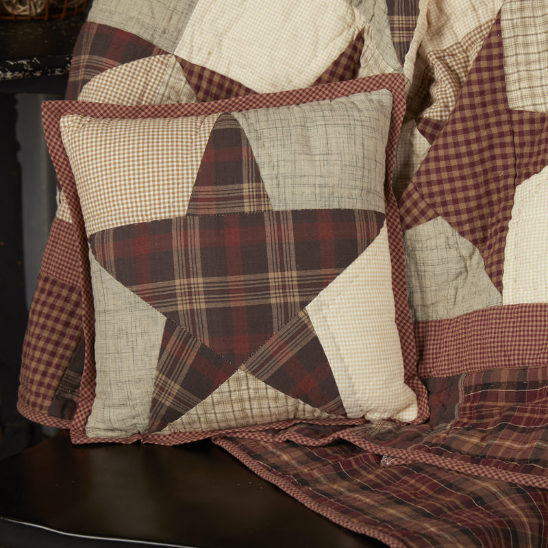 Abilene Star Burgundy and Natural Cotton Throw Pillow