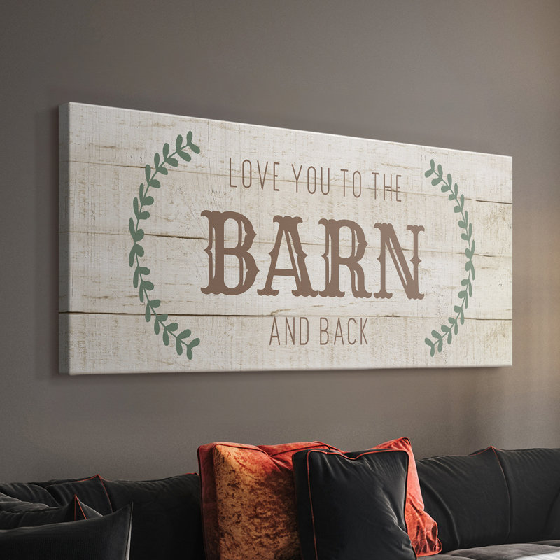 «Love You to the Barn», toile tendue avec châssis - Prêt à être accroché, H 16 po x l 32 po