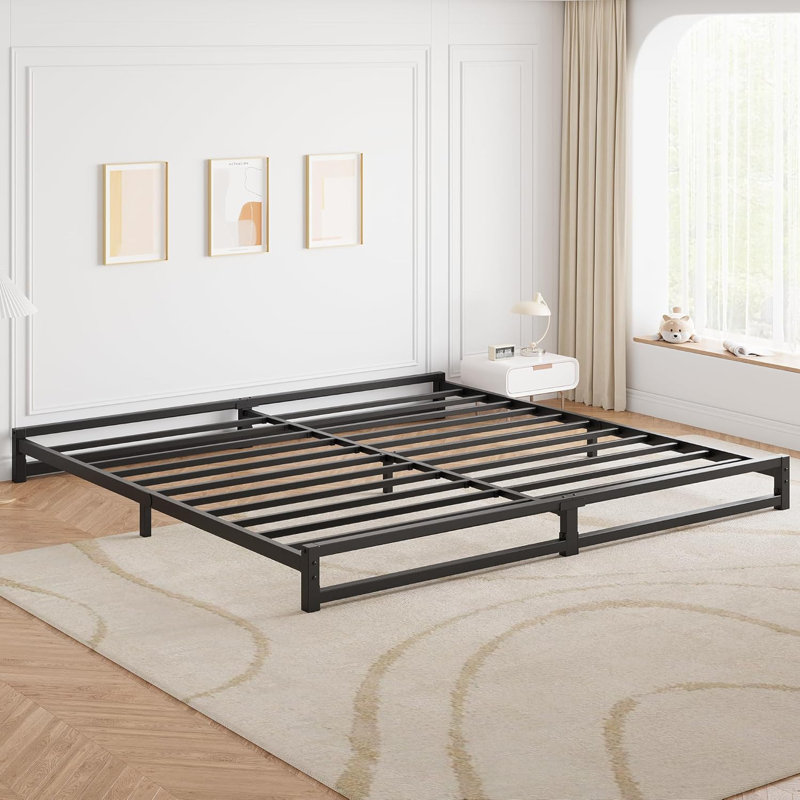 6 Inch  Bed, Metal Platform Bed Frame With Steel Slats Support, Mattress Foundation, Easy Assembly, No Box Spring Needed, Black