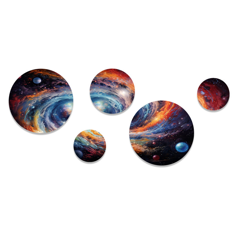 Heavenly Space Astrology - ensemble d'art mural rond astrologie de 5