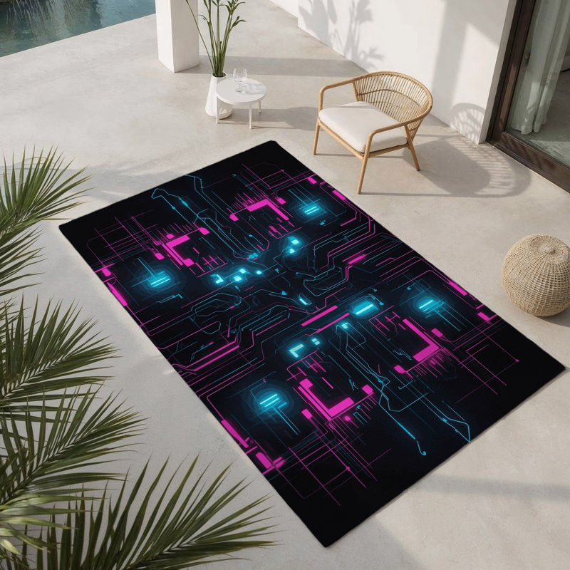 Electric Ripple Indoor And Outdoor Area Rug, Rectangle 3' x 5'