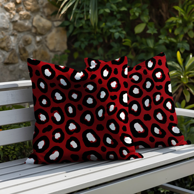 Oreiller réversible intérieur / extérieur Amia, 18x18, Red