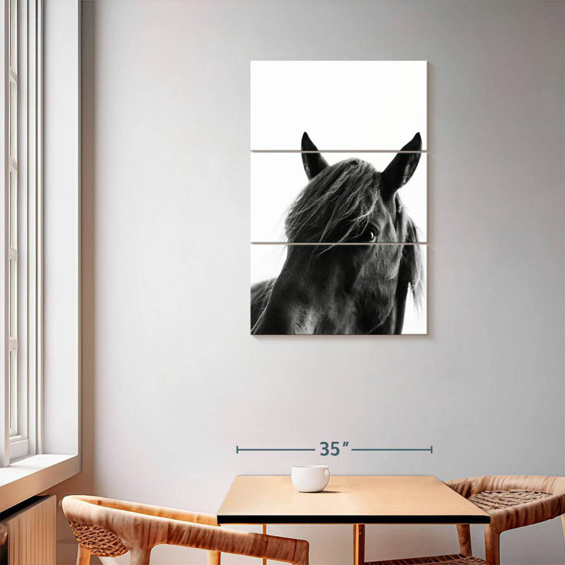 Brampt Wild Black Horse, 57" H x 36" W