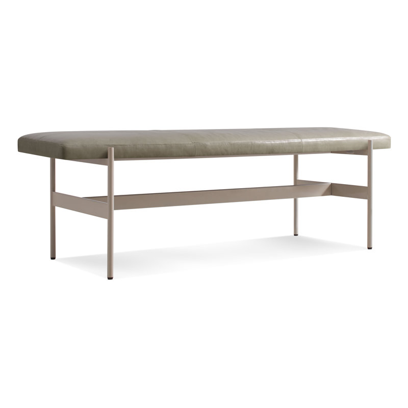 Daybench Genuine Leather Upholstered Bench, Putty, Grey, 17" H x 55" W x 14" D