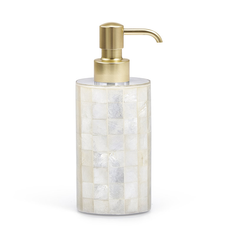 Distributeur à pompe Capiz Blanc, Laiton mat