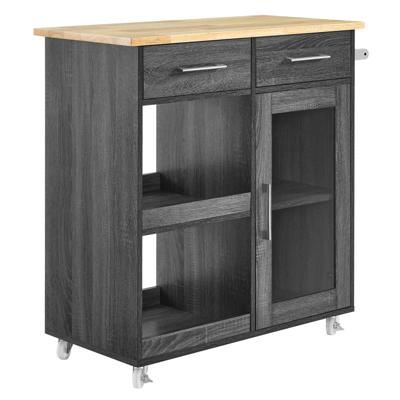 Modway Culinary Kitchen Cart With Towel Bar, Charcoal