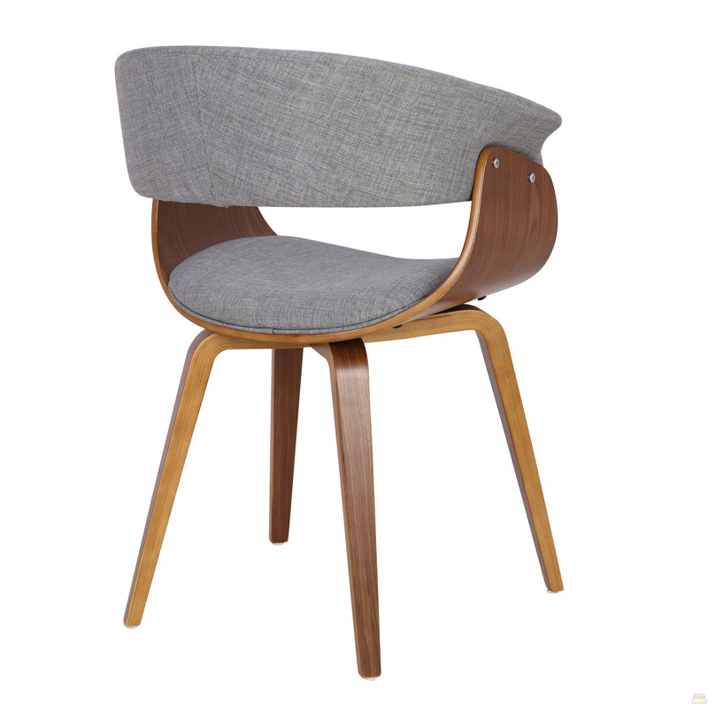 Chaise d'appoint Mid-Century moderne en bois de noyer et tissu gris clair - ensemble de 2, Gris