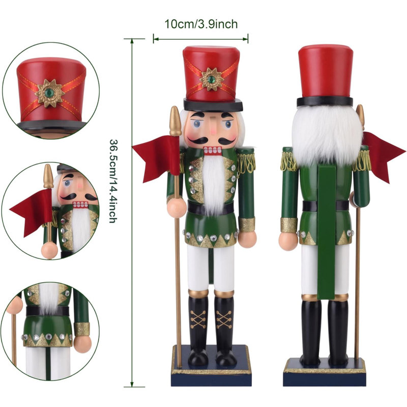 Figurine de soldat casse-noisette en bois avec lance, décorations de Noël de casse-noisette de Noël, décorations de Figurine de manteau de casse-noisette, décor de tablettes