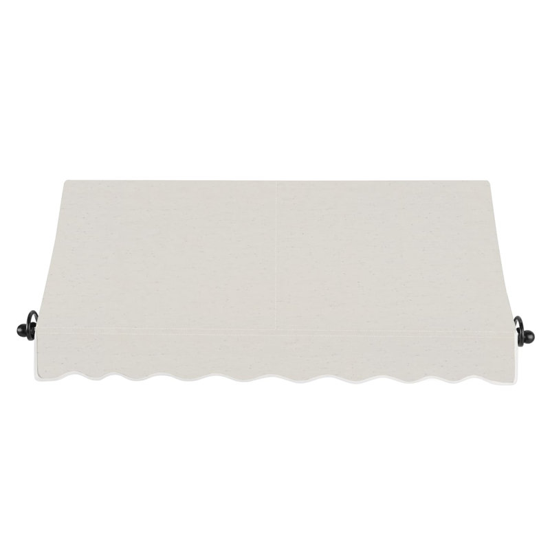 Awntech Charleston Acrylic Fabric Awning with Iron Scroll Arms, Oatmeal Tweed, 18" H x 52.5" W x 36" D