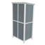 2,3 pi L 1,6 pi. D Remise de rangement bicolore avec toit incliné et 5 compartiments personnalisables en gris et blanc (3 pieds carrés)