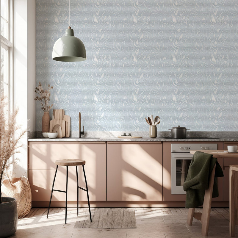 Burlwood - Wood Wallpaper, Blue, Self-adhesive