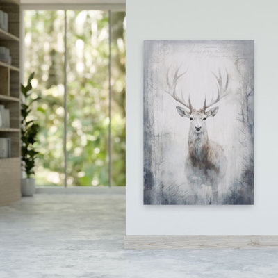 Mystical Forest Stag Dreamy Elegant Ethereal Deer Forest Nature Wall Art Print 1 Piece Wrapped Canvas Wall Art