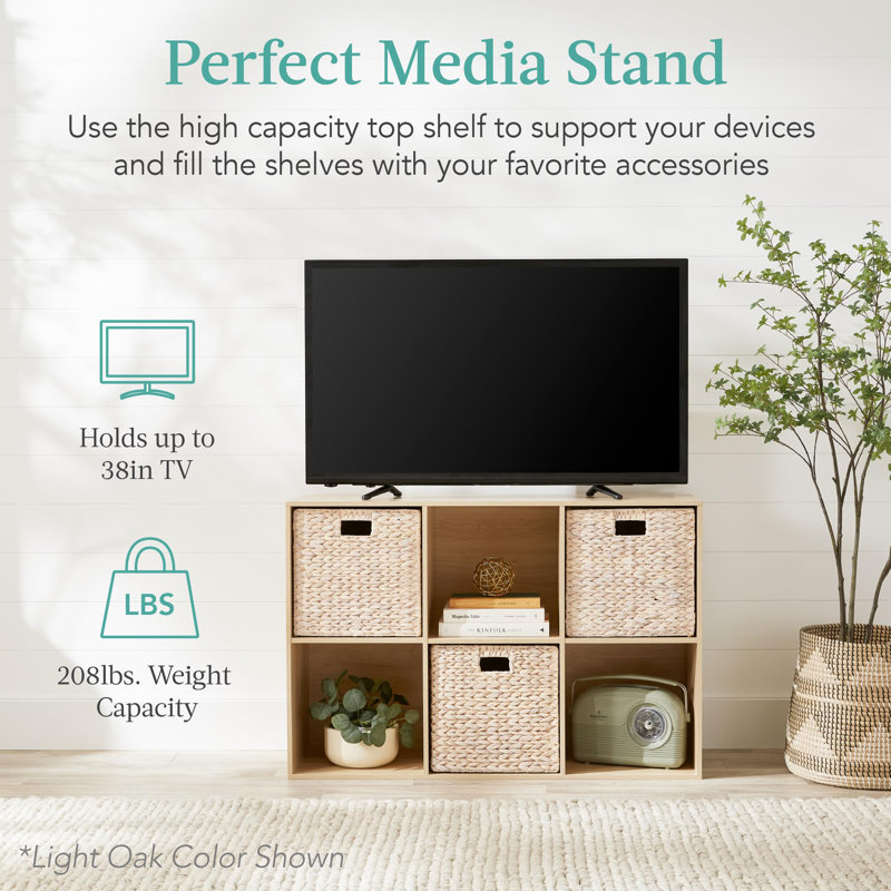 6-Cube Storage Organizer, 13.5in Shelf Opening, Bookcase, Display Shelf, Customizable w/ 3 Removable Back Panels