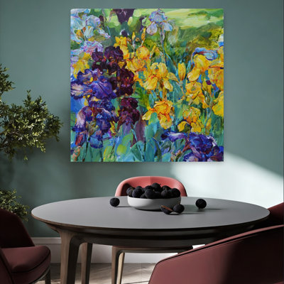 Vibrant Iris Garden Colorful Vibrant Iris Flower Nature Wall Art Print 1 Piece Wrapped Canvas Wall Art