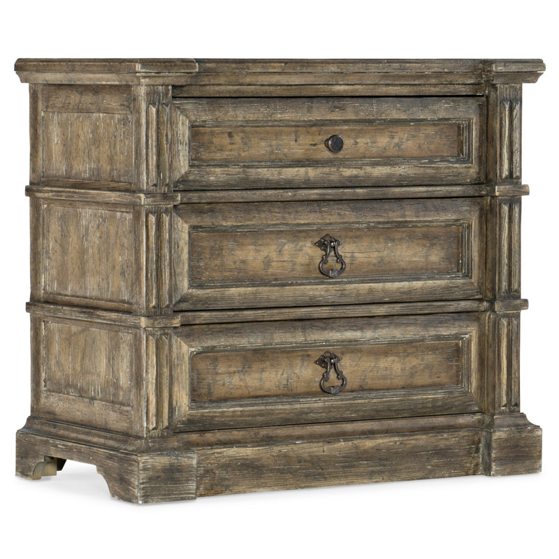 La Grange Traditional Brown Solid Wood 3-Drawer Nightstand