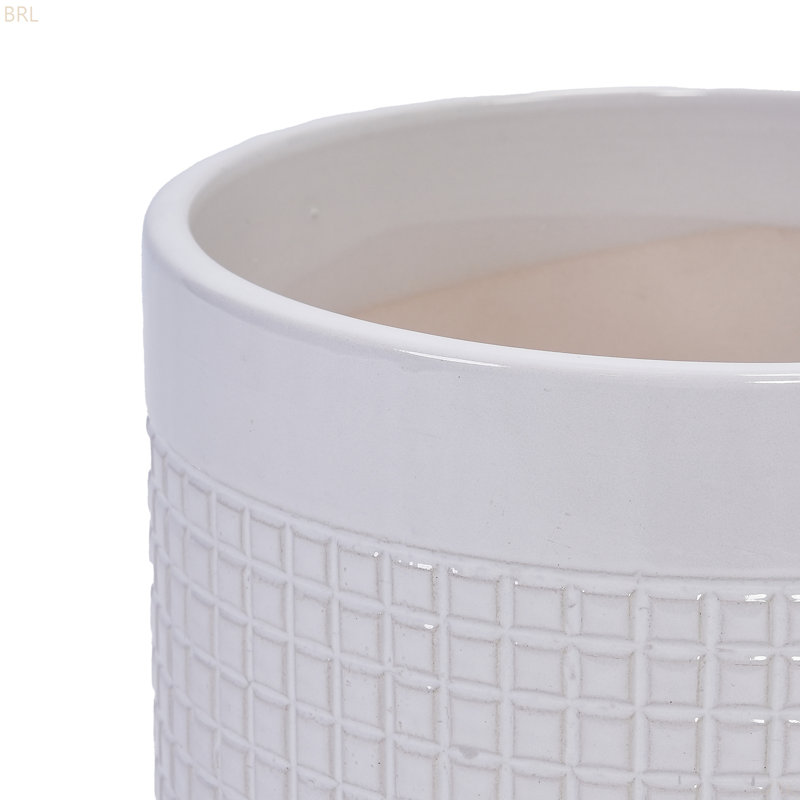 3 pots de fleurs en céramique, pot de fleurs moderne pour patio, jardin ou rebords de fenêtre