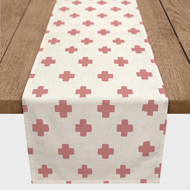 Chemin de table rectangulaire en polyester Ambriel, 72 po x 16 po, Rose