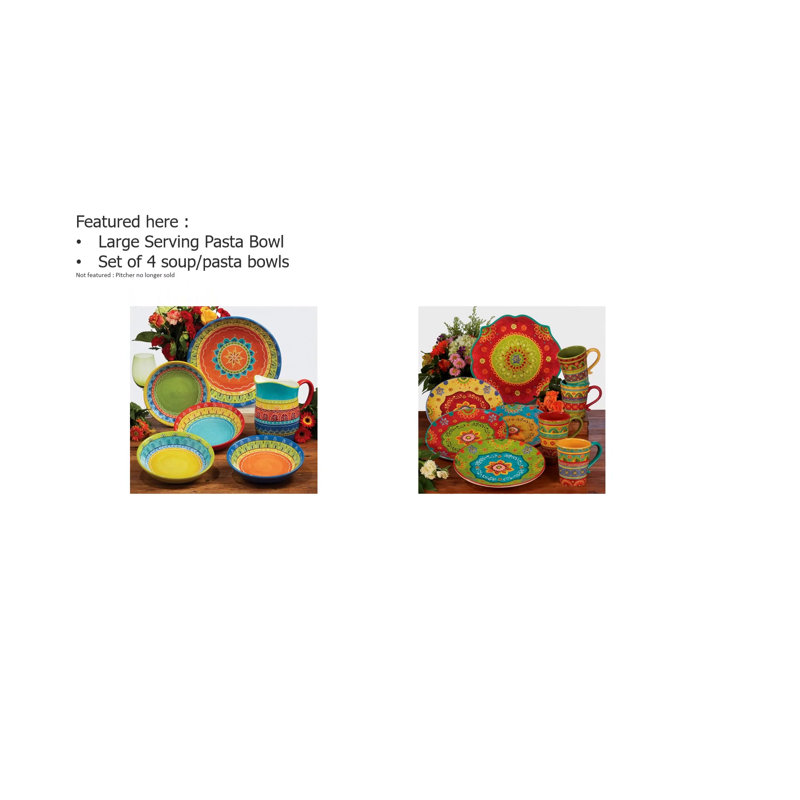 Tunisian Sunset Vibrant Floral Ceramic Dinnerware Set for 4