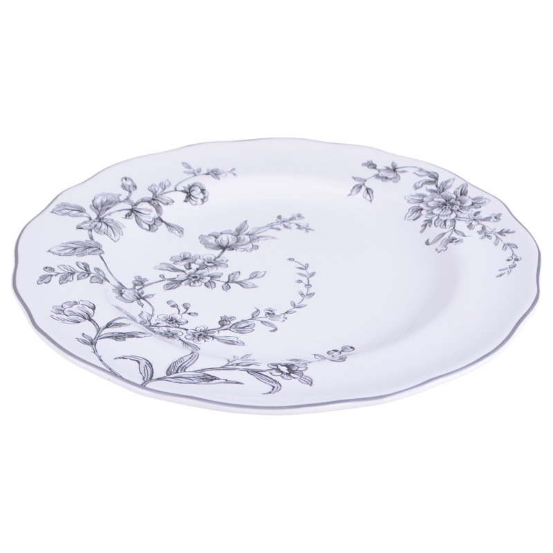 Bellamy White Floral Porcelain 12-Piece Dinnerware Set