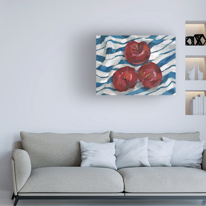 Art sur toile, trois prunes bolognaises, H 14 po x l 19 po