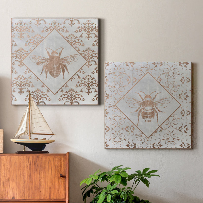 Bee Distress I - ensemble de 2 reproductions sur toiles tendues, H 24 po x l 48 po x P 1 po