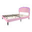 Upholstered Bed Pink Velvet With LED Adjustable Shell Shape Headboard (No Mattress)-1943319017-1943319019