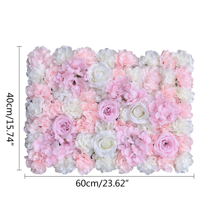Panneau mural fleur artificielle, Rose / blanc / bleu sarcelle