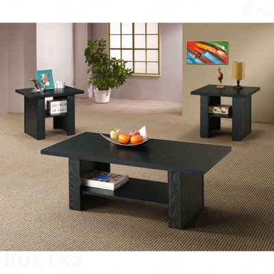 Ensemble de 3 tables basses en bois d'ingénierie en chêne noir