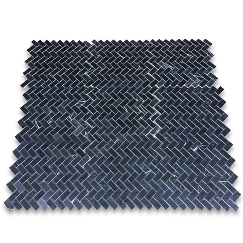 1" x 2" Marble Herringbone Mosaic Wall & Floor Tile