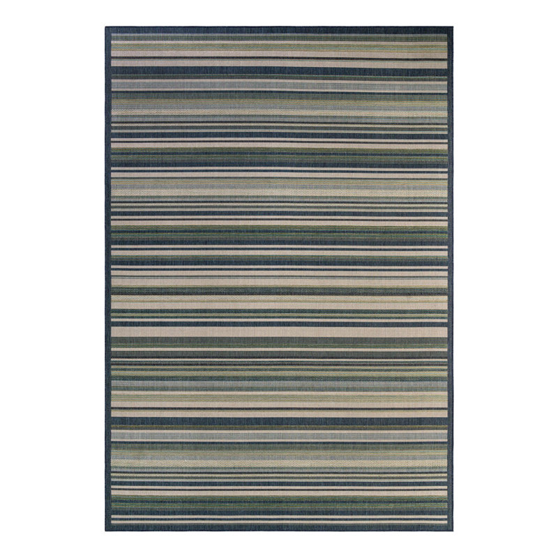Tavon Striped Green/Blue Indoor / Outdoor Area Rug, Rectangle 10' x 14'1"