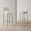 Ensemble de 2 tabourets de bar 29 po en velours avec dossier et repose-pieds 29 po (blanc crème)