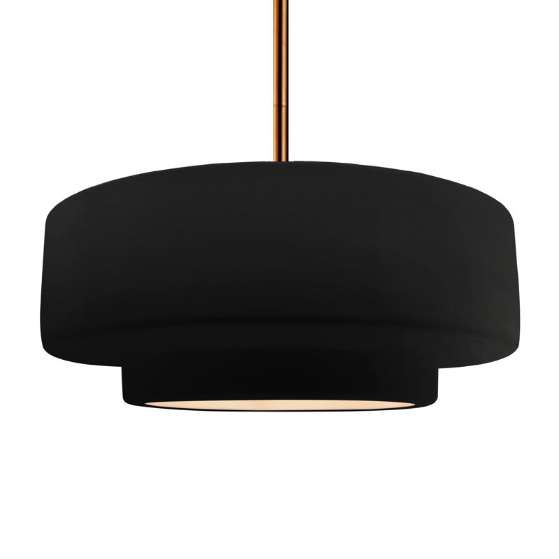 Luminaire suspendu à 1 lumière Meydan, H 6 po x l 16,25 po x P 16,25 po, Noir mat carbone, Laiton brossé