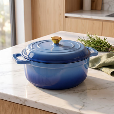 6-Quart Enameled Cast Iron Dutch Oven with Heavy-Duty Lid and Silicone Mitts