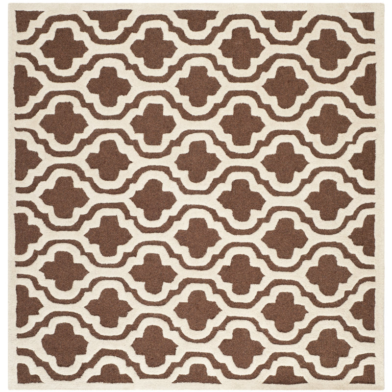 Cannen Hand Tufted Wool Geometric Rug, Square 6'