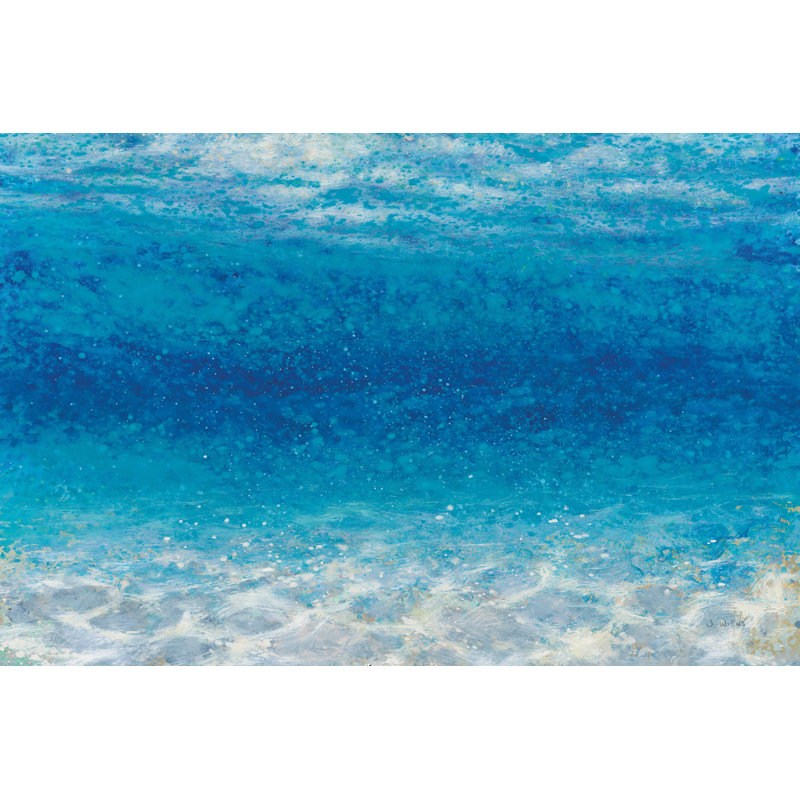 «Underwater I» par James Wiens - peinture sur toile tendue, H 12 po x l 18 po, Papier avec cadre noyer, Oui