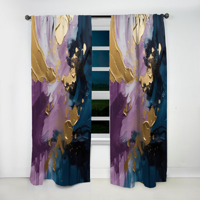 Darbonne - Réalité mauve et bleue sur toile IV - Rideau en velours moderne - obscurcissant - 1 panneau