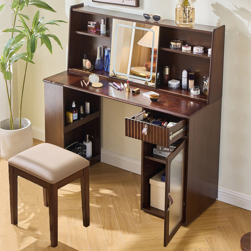 coiffeuse de maquillage avec miroir lumineux réglable 3 modes