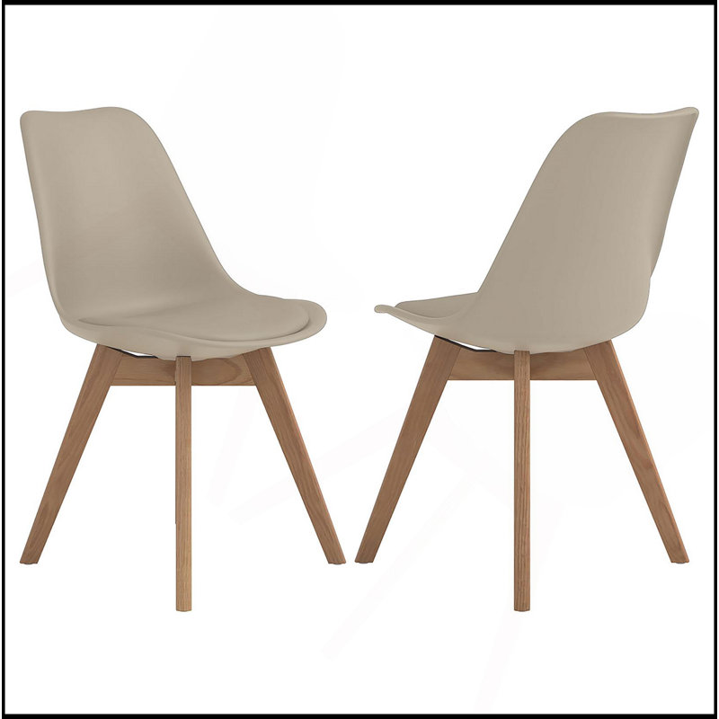 Ensemble de 2 chaises d'appoint en polypropylène, Tissu brun